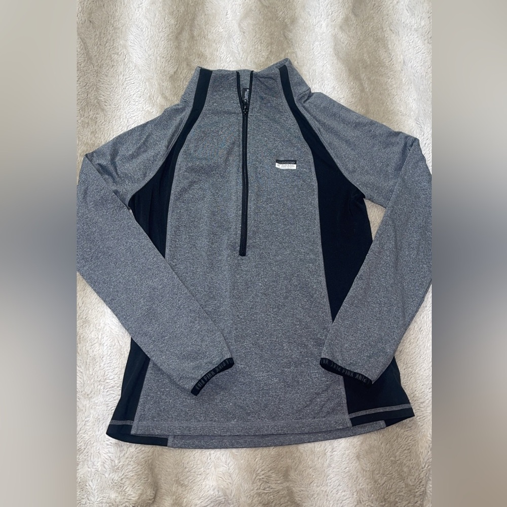 Gray and Black Quarter-Zip Pullover